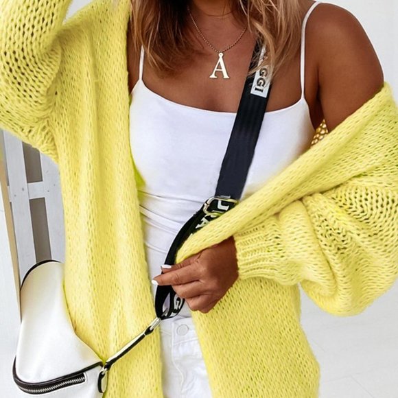 Marcia Longline Knitted Cardigan-Yellow - Picture 3 of 5